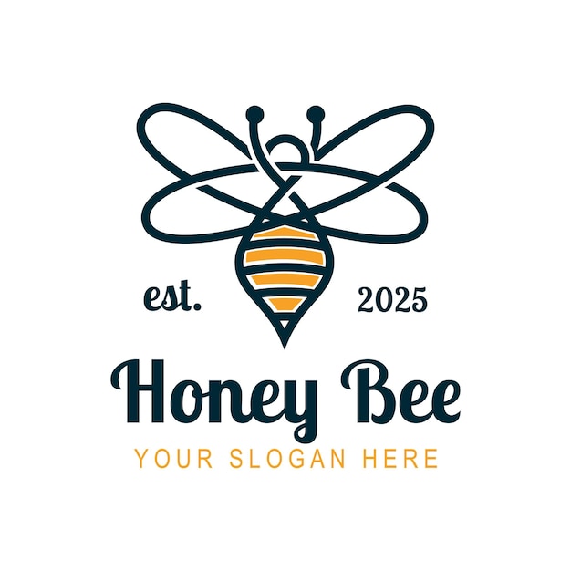 Elegante línea de abejas de miel Arte Diseño de logotipo Ilustración vectorial