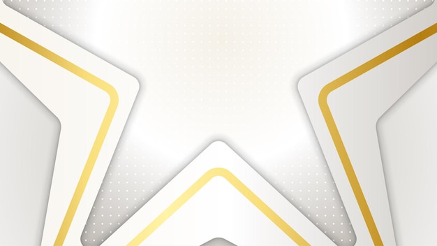 Elegante línea de estrella brillante oro sobre fondo de diseño abstracto plateado