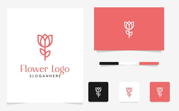 Elegante línea floral arte logo rosa logo rosa icono