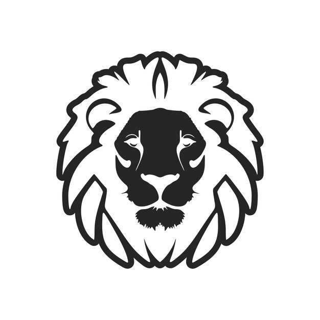 El elegante logo vectorial en blanco y negro del león aislado