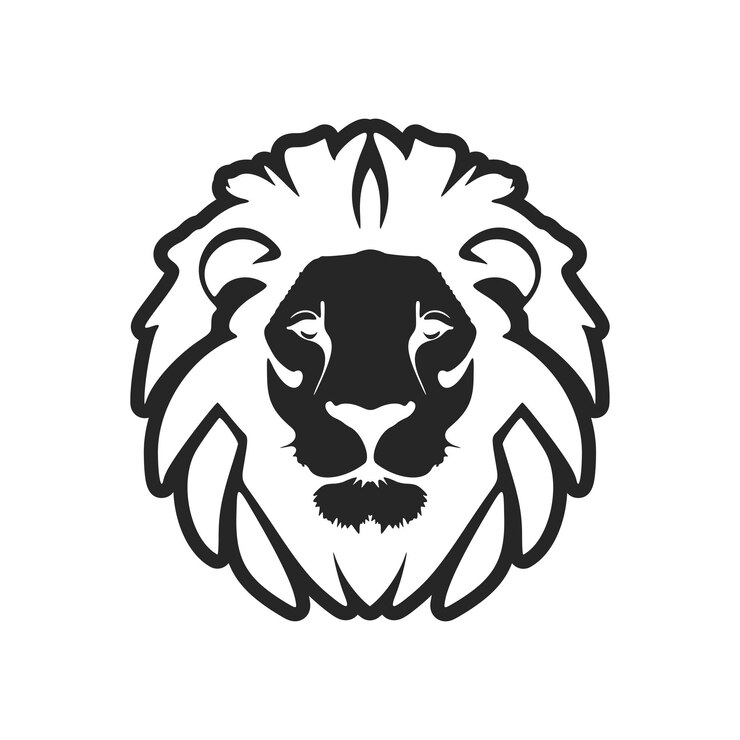 Vector el elegante logo vectorial en blanco y negro del león aislado