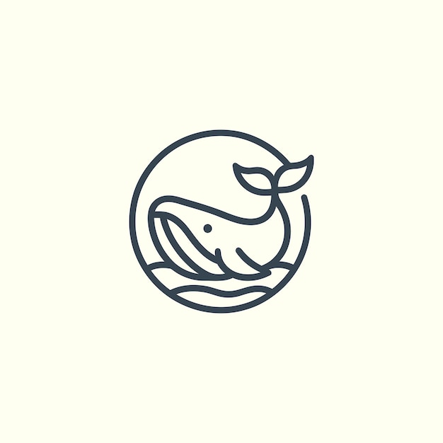 Un elegante logotipo de ballena que captura la esencia de la majestuosidad del océano la inteligencia y la tranquilidad