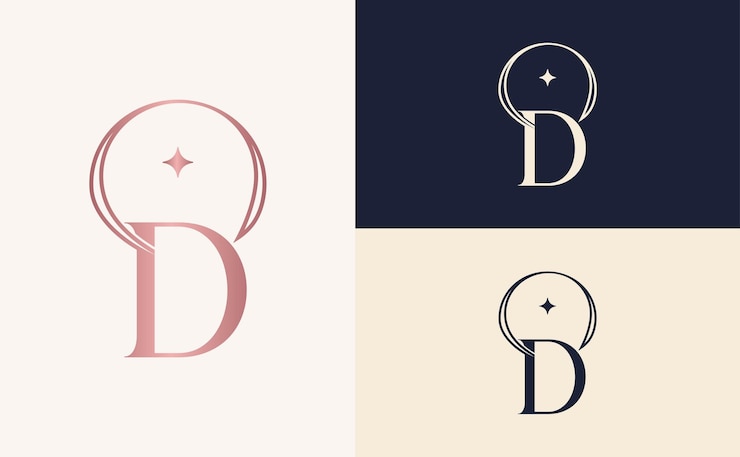 Vector elegante logotipo de belleza minimalista cosmético letra d