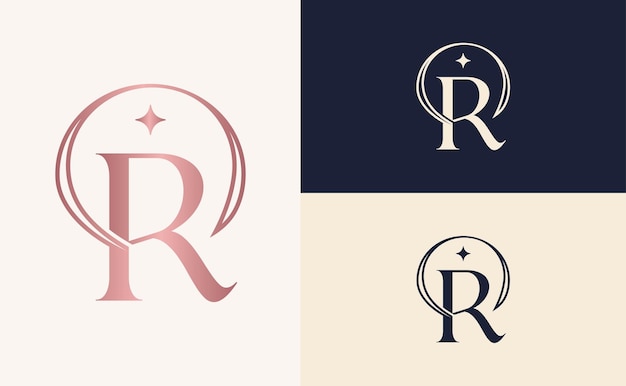 Elegante logotipo de belleza minimalista letra cosmética r