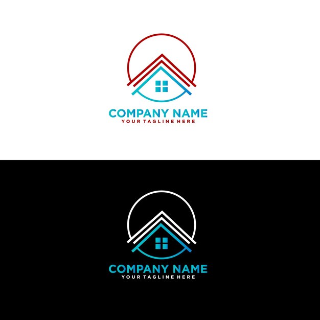 Elegante logotipo de bienes raíces con casa y círculo