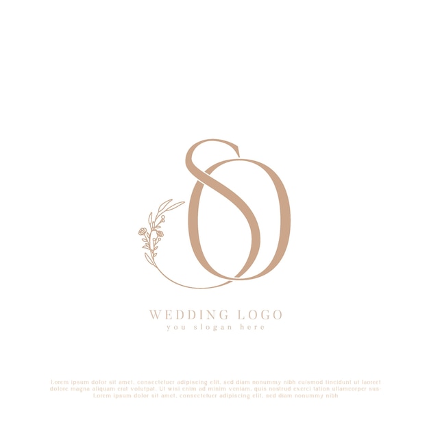 Elegante logotipo de boda SO con elementos florales