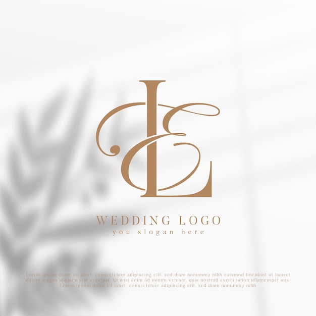 Elegante logotipo de boda con las iniciales LE - Diseño de monograma dorado