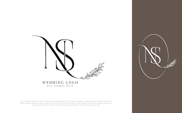 Elegante logotipo de boda NS con diseño floral