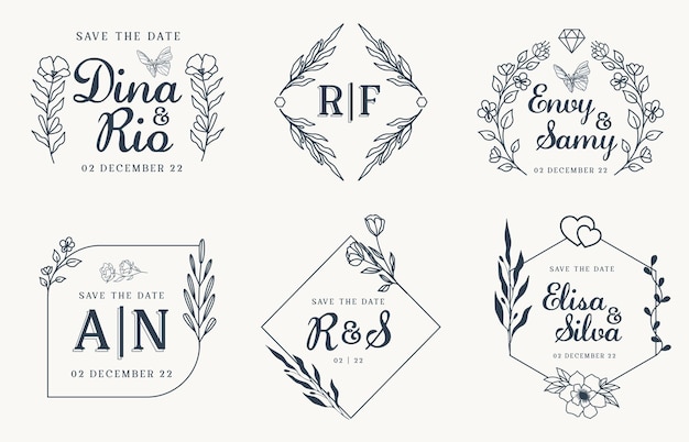 Elegante logotipo de boda premium Vector