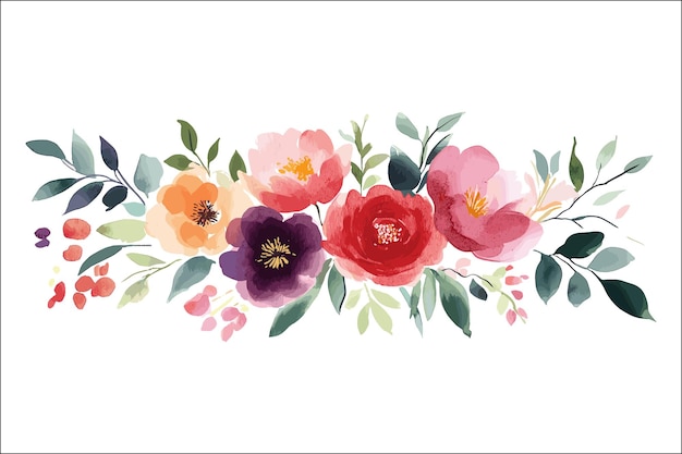 Elegante logotipo botánico acuarela flores y hojas