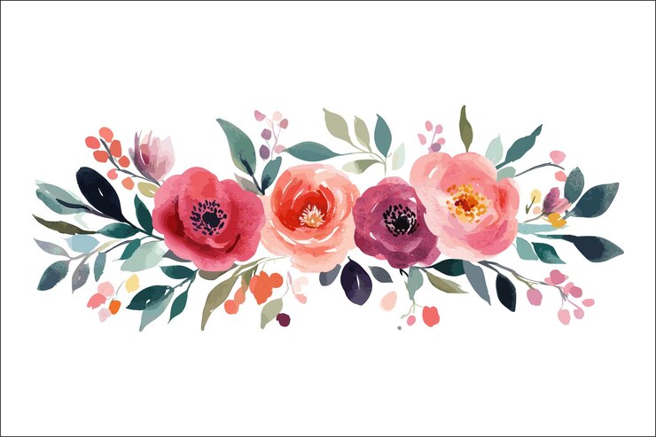 Elegante logotipo botánico acuarela flores y hojas