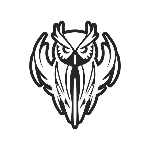 Elegante logotipo de búho negro aislado