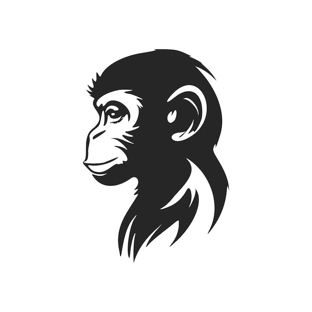 Elegante logotipo de cabeza de mono en blanco y negro Ideal para una amplia gama de industrias