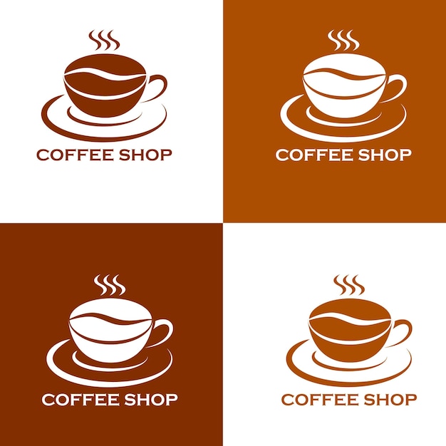 Elegante logotipo de café con dos tonos de marrón por diseño vectorial