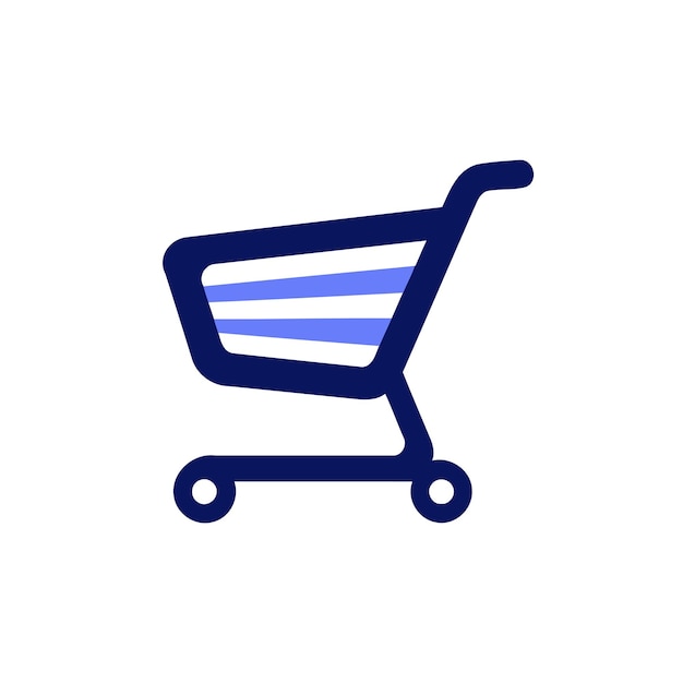 Elegante logotipo de carrito de compras en línea en diseño vectorial que se adapta perfectamente a su experiencia de compra