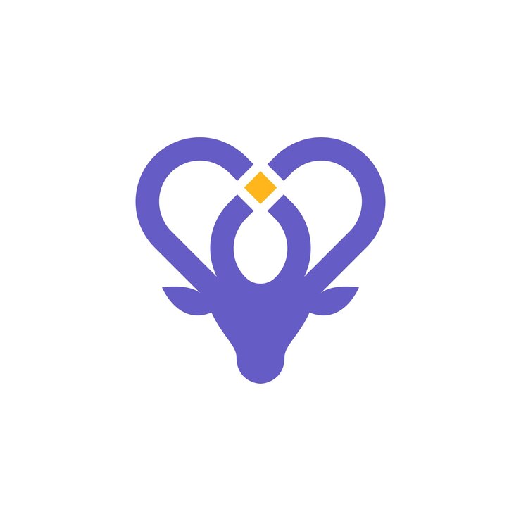 Vector elegante logotipo de ciervo logotipo de ciervo con amuleto en el cuerno logotipo de amuleto de ciervo