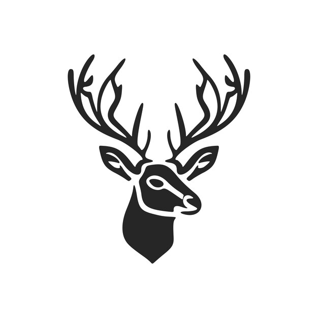 Un elegante logotipo de ciervo negro aislado en un fondo blanco