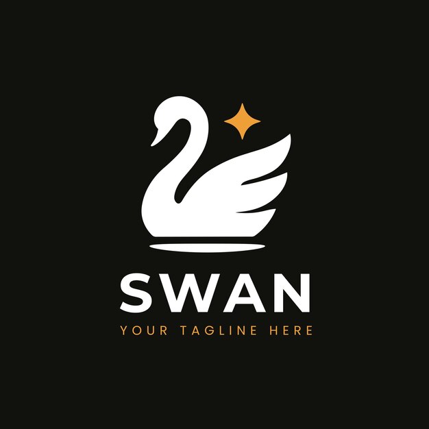 El elegante logotipo del cisne con un diseño minimalista moderno