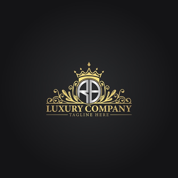 El elegante logotipo de la cresta dorada para las marcas premium