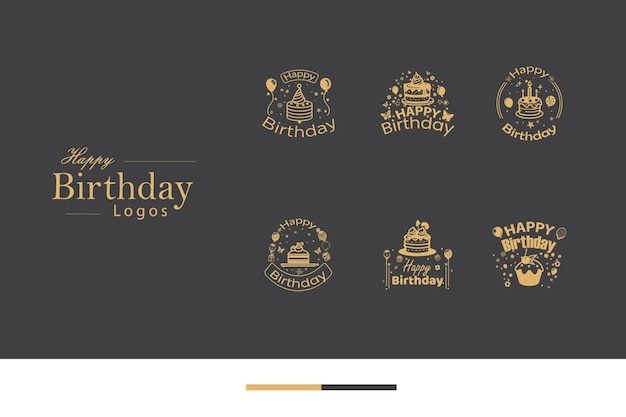 Elegante logotipo de cumpleaños Bundle Identidad estilo clásico