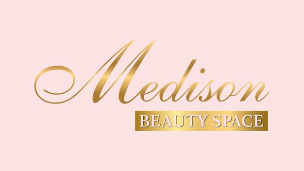 Vector el elegante logotipo del espacio de belleza de madison en un salón de belleza rosado suave gráficos vectoriales