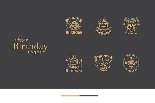 El elegante logotipo de feliz cumpleaños Bundle Branding de estilo clásico
