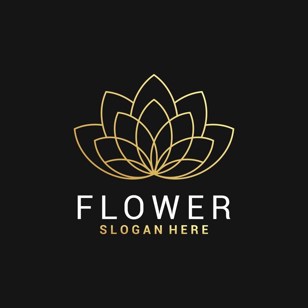 El elegante logotipo de la flor de loto dorada