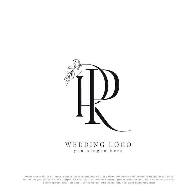 Elegante logotipo floral de boda con iniciales