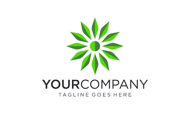 Elegante logotipo floral de hojas verdes para empresas ecológicas