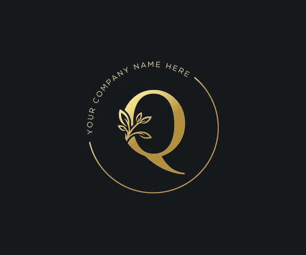 Elegante logotipo floral de lujo Q inicial