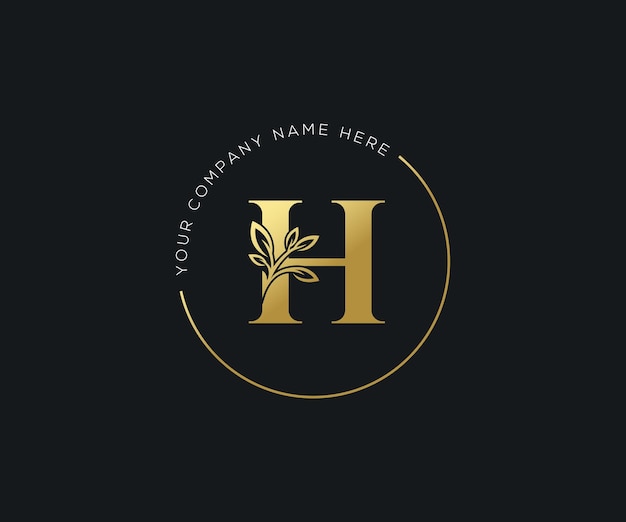 El elegante logotipo floral de oro H