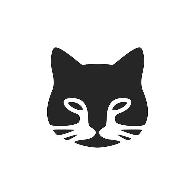 Elegante logotipo de gato vectorial en blanco y negro aislado en un fondo blanco