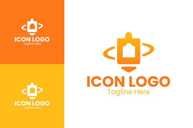 Elegante logotipo de icono plano para tecnología y uso digital