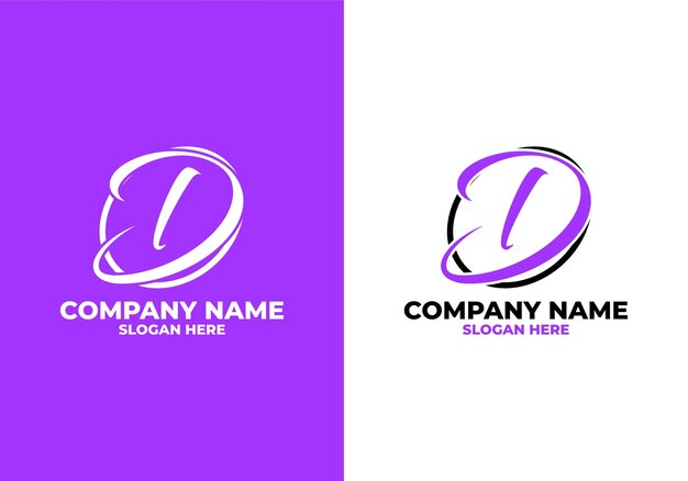 Elegante logotipo de la inicial D con remolinos