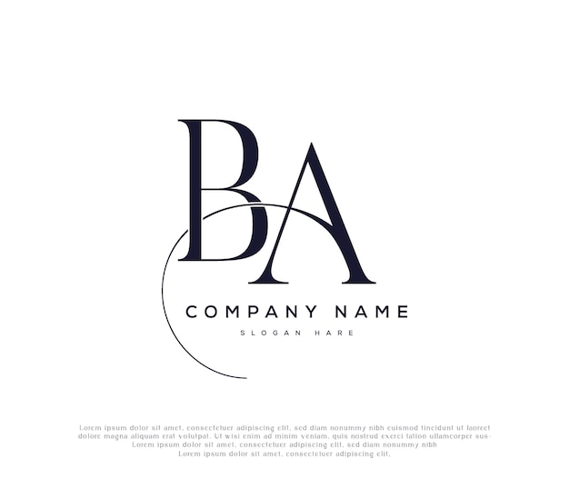 Elegante logotipo de las iniciales de BA para la marca corporativa