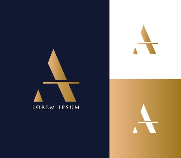Elegante logotipo de la letra A dorada