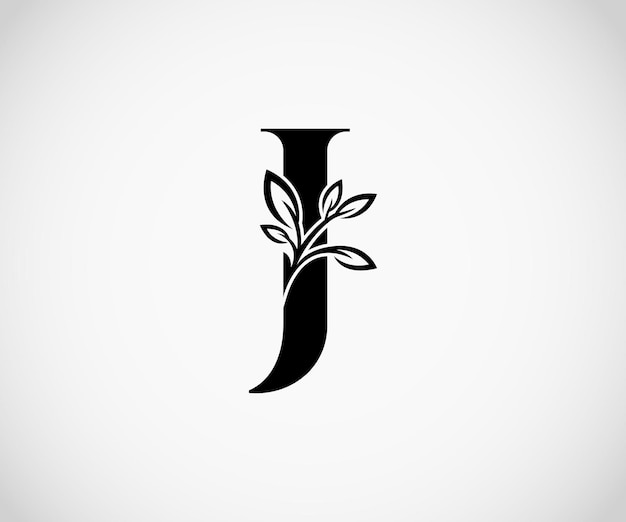 El elegante logotipo de la letra floral J Monograma