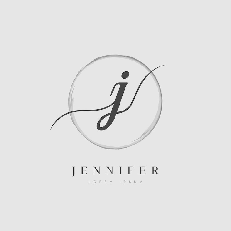 Vector elegante logotipo de letra inicial tipo j con círculo cepillado
