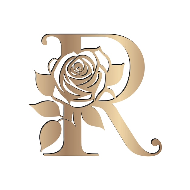 Vector el elegante logotipo de la letra r es una rosa