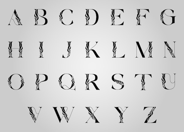 elegante logotipo de letras decorativas del alfabeto o un paquete de logotipo floral de letras de unicornio