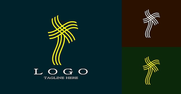 Elegante logotipo de lujo con molino de viento amarillo Estritos y líneas artísticas que forman un molino de viento o coco