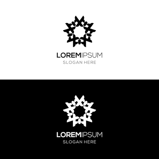Elegante logotipo de mandala monocromático para la marca y la identidad