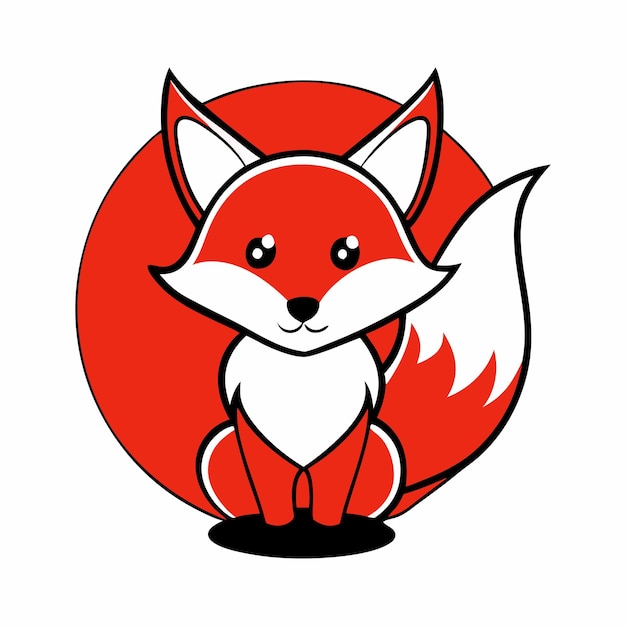 Un elegante logotipo de la mascota del zorro con el icónico sol rojo japonés como telón de fondo que encarna la agilidad