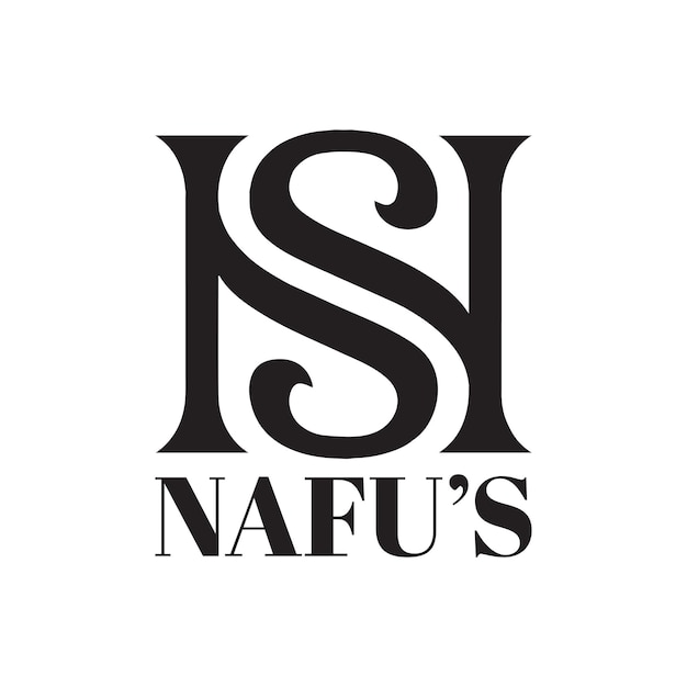 El elegante logotipo del monograma de Nafufs