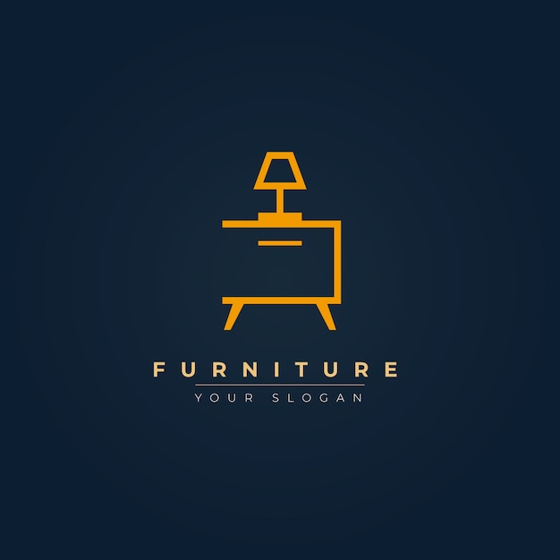 Elegante logotipo de muebles con lámpara