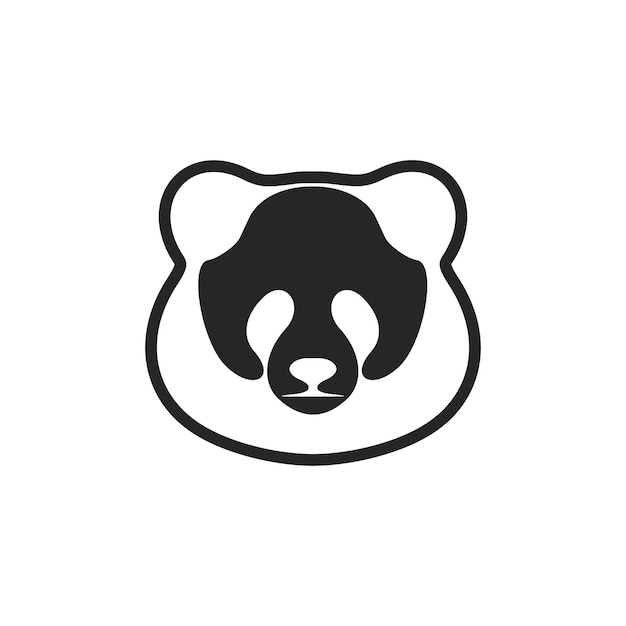 Elegante logotipo de panda vectorial en blanco y negro aislado en un fondo blanco