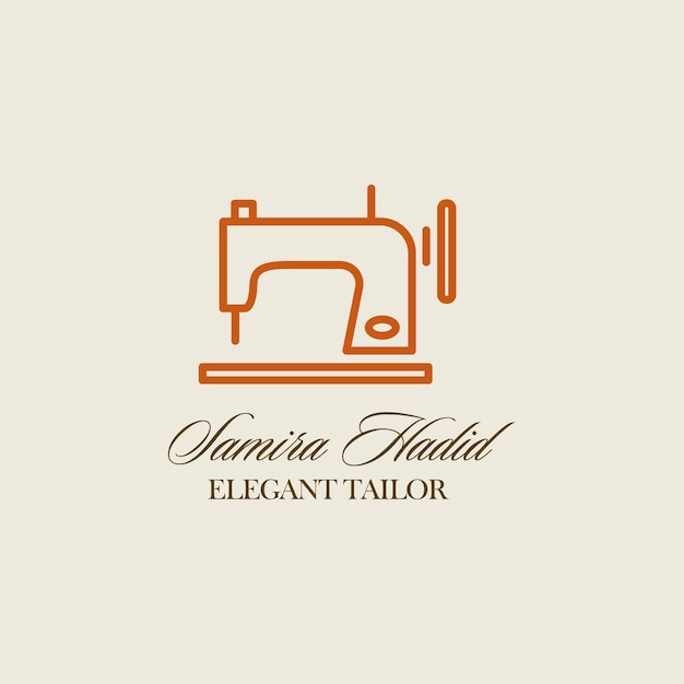Elegante logotipo de sastre con máquina de coser