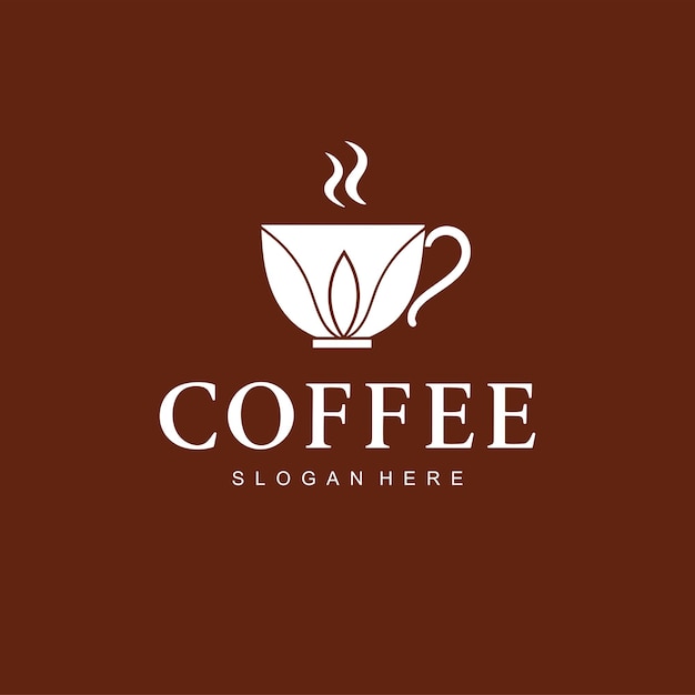 El elegante logotipo de la taza de café para la marca de la cafetería