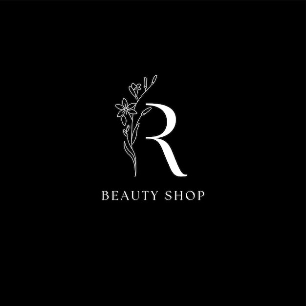 El elegante logotipo de la tienda de belleza floral