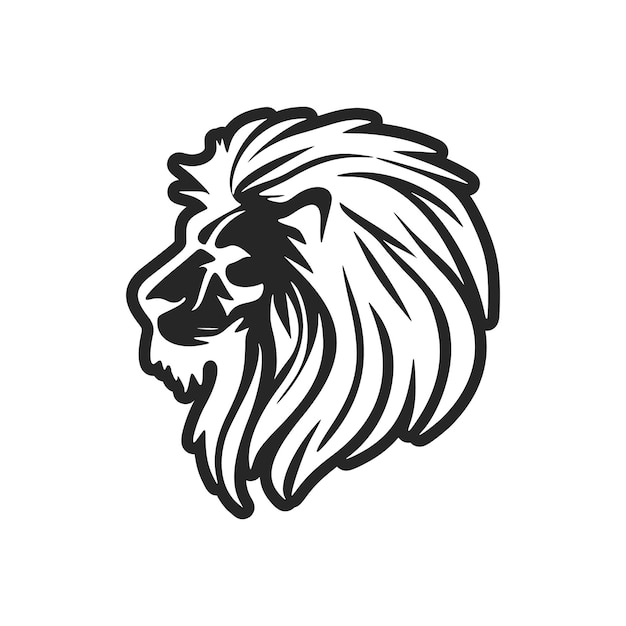 Elegante logotipo vectorial en blanco y negro del león aislado en un fondo blanco